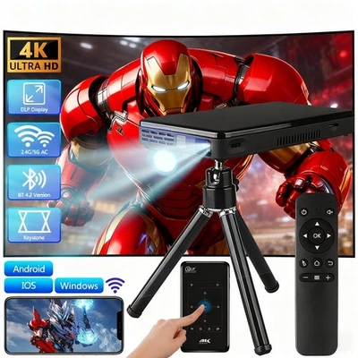 Mini Projector FHD 4K Smart DLP Android WiFi Bluetooth 2+32G Heimkino Beamer DE - Bild 1 von 4