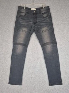 Jeans moto uomo Refinery Republic taglia 36x32 lavaggio scuro stile biker - Foto 1 di 11