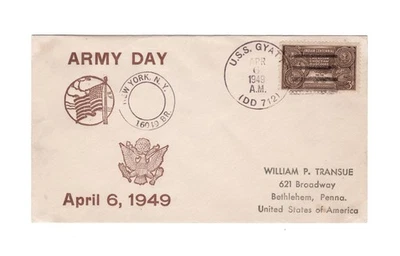 海军盖 - 军队日 - USS GYATT - DD 712 - 1949 年 4 月 6 日 - 紫色取消 — 第 1/2 张图片