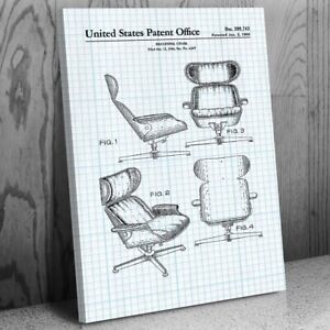 Lounge Chair Patent Canvas Print Office Decor Executive Gift Business Wall Art
