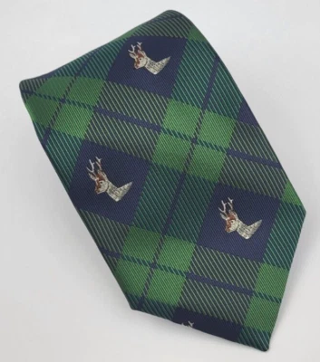 Галстук мужской Merona полиэстер зеленый синий клетчатый олень узкий 56,5 x 3 - Изображение 1 из 4