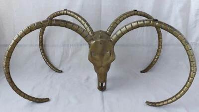 Mid Century Brass Ibex Ram Head Skull Coffee Table Base Alain Chervet - Image 1 of 4