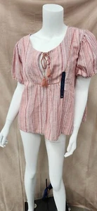 New: Lucky Brand Womens Top Pink Striped / Fashion / Large / LA - Picture 1 of 6