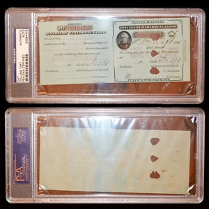Certificado de sello de almacén de destilería autografiado firmado por PSA President WILLIAM H. TAFT - Imagen 1 de 2