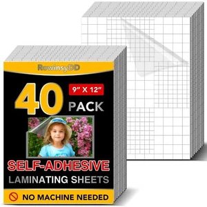 40 PZ Fogli di Laminazione Autoadesivi, 9 X 12 Pollici Fogli di Laminazione Trasparenti - Foto 1 di 6