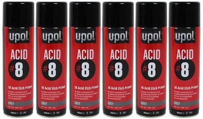 Primer grabado ácido U-Pol 8 1K 450 ml x6 pintura en aerosol secado rápido aluminio Upol
