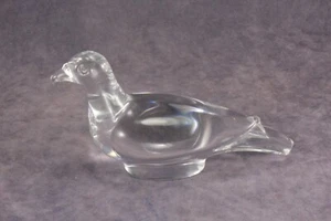 Vintage French Baccarat Crystal 5⅛" Long Clear Glass Duck or Dove Figurine - Picture 1 of 6
