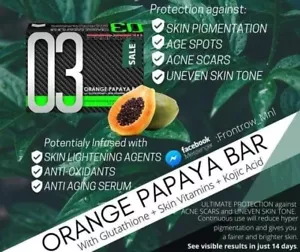 Frontrow Orange Papaya Bar Soap with Glutathione+Skin Vitamins+Kojic Acid - Picture 1 of 10