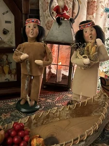 BYER'S CHOICE Thanksgiving NATIVE AMERICAN Indian BOY And Girl 1999 - Picture 1 of 3