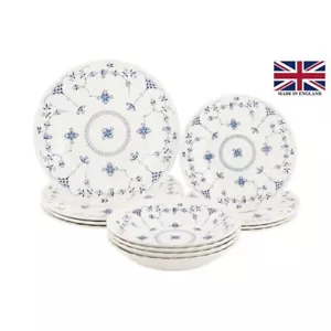 Queens by Churchill - Finlandia 12pc Blue Dinner Set (Made in England) - Picture 1 of 4