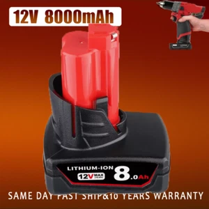 8000mAh Für Milwaukee M 12 Akku XC 8,0 Ah Lithium 12V 48-11-2460 M12B5 M12B6 DE - Bild 1 von 18