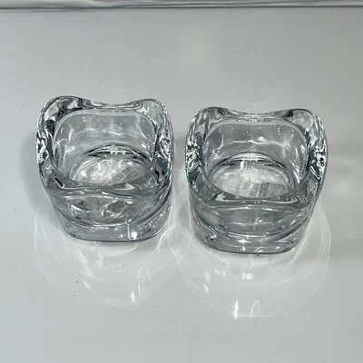 IKEA Set Of 2 Clear Stackable Glass Candle Holders Votive Candle Tea Light Wave - Image 1 of 4