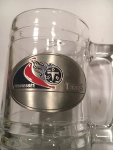 NFL Tennessee Titans Football Team Glass Beer Mug With Pewter Team Logo - Picture 1 of 8