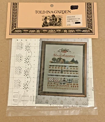 Told in a Garden "Strawberries Forever" Amish / Quilts Cross Stitch Pattern NIP - Image 1 of 2