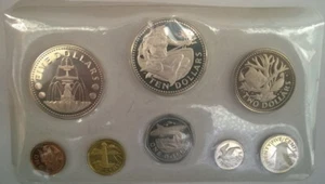 Barbados 1974 Neptune Mint Proof Set of 8 Coins,With 2 Silver Coins. - Picture 1 of 2
