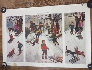 WINTERSPIELE SKI KINDER ORIGINAL VINTAGE POSTER SOCREALISMUS KUNST - Bild 1 von 6