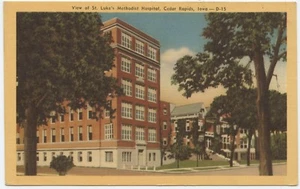Postal de lino St. Luke's Methodist Hospital Cedar Rapids Iowa - Imagen 1 de 2
