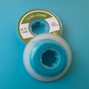 Cadena eléctrica elástica de ortodoncia dental Ultra carrete 15 pies anillos cortos azul 5 rollos - Imagen 1 de 6