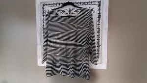 Alfani Striped Black And Gray Top Size XL Fabric Panels Criss Cross - Picture 1 of 3