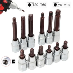 1/2 Drive Hexagon Bit Socket Set Hexagonal/Dodecagonal Torx Bits 55mm/100mm Long - Picture 1 of 43