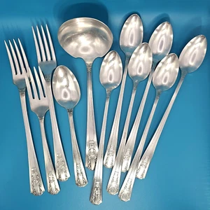 Wm Rogers Sectional Oneida Ltd Lido 11 Pc Mixed Lot Ladle, Iced T spoons, Forks - Picture 1 of 11
