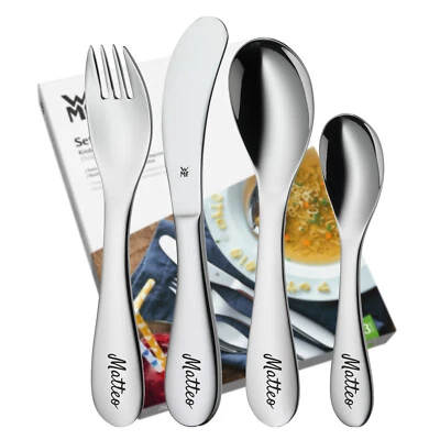 WMF Kinderbesteck Knuddel aus Edelstahl mit Gravur personalisiert 4-teilig - Bild 1 von 4