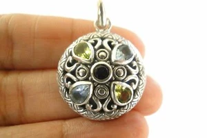 Blue Topaz Green Peridot Purple Amethyst 925 Sterling Silver Pendant - Picture 1 of 4