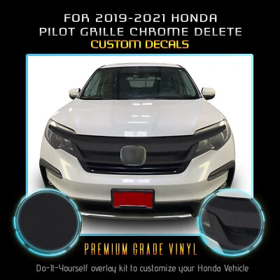 Para Honda Pilot Grille Trim 2019-2021 cromo eliminación apagón - vinilo negro mate Foto 1 de 4