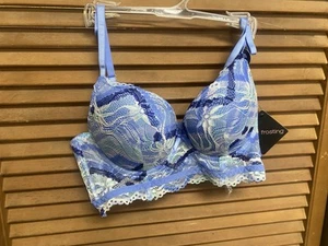 NWT BODY FROSTING Multi Color Floral Lace Covered Bra - Size 36B Padded - Picture 1 of 3