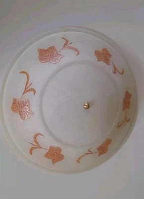 Plafoniera in vetro Tonda Bianca Decoro Edera 2 Luci 50 cm Classica Da Soffitto - Image 1 of 3