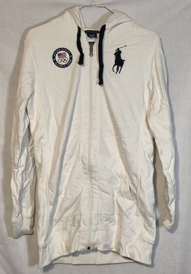Ralph Lauren Sudadera con Capucha Para Hombre Mediana Blanca 2012 Equipo Olímpico de Estados Unidos Chaqueta Big Pony EE. UU. Foto 1 de 4