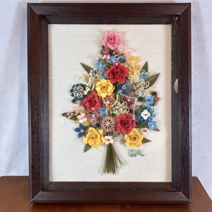 Victorian Shadow Box 3D Diorama gerahmtes Kunstband Blume Rosen 10 x 9 - Bild 1 von 10