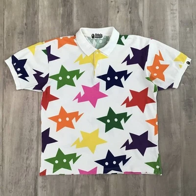 BAPE STA polo shirt multi color a bathing ape star NIGO Size L - Image 1 of 4