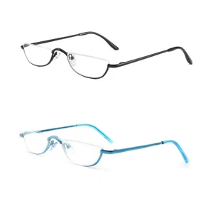 COVESATO Half Frame Reading Glasses, Half Metal Moon Readers for Women Men 2 ... - Picture 1 of 7