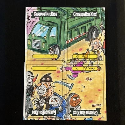 Garbage Pail Kids 2001 Sketch Card El Smetch Late To School 1/1 4 Panel Card - Image 1 of 4