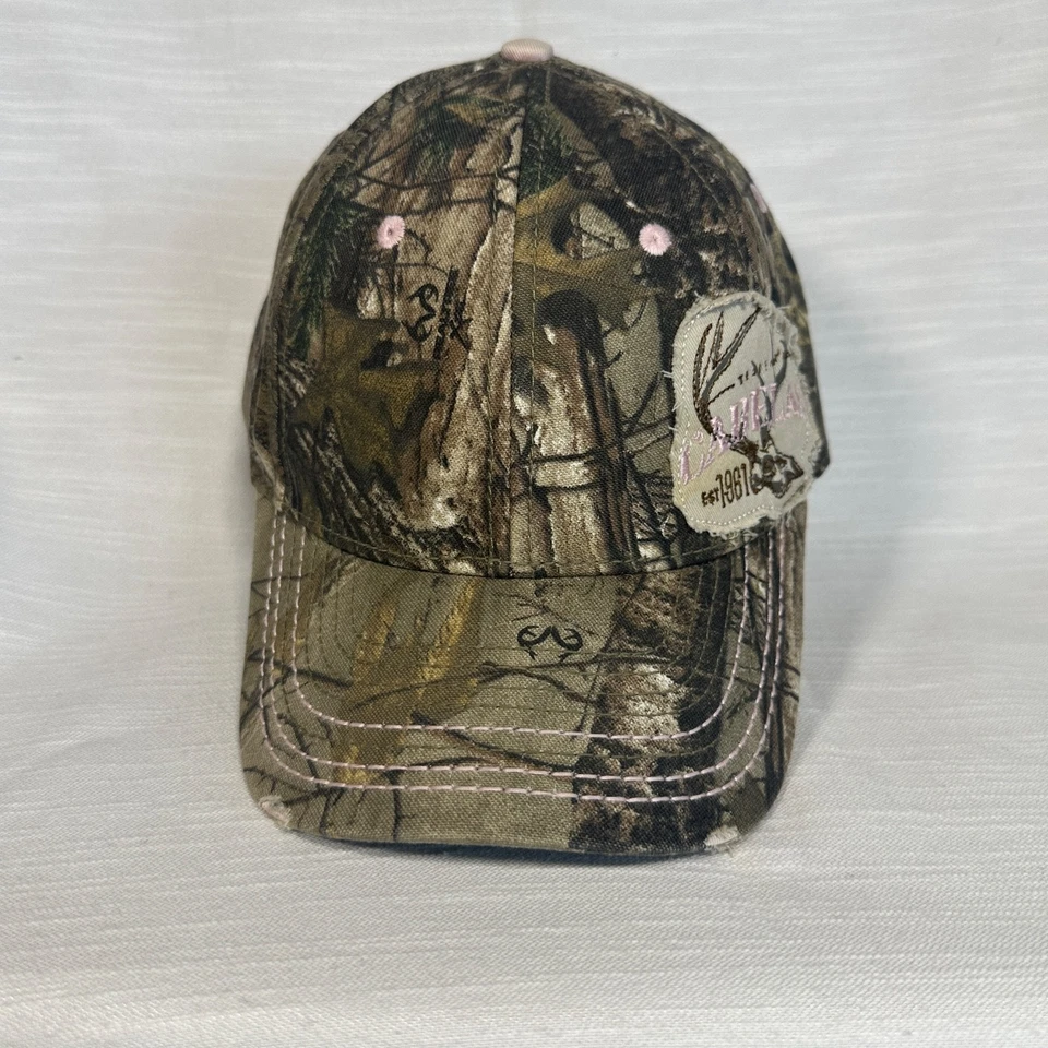Cabela's Damas Sombrero Gorra RealTree Camuflaje Rosa Acentos Correa Trasera Ajustable Foto 1 de 4