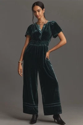 Nuevo con etiquetas Mono Anthropologie The Somerset: Edición Terciopelo Verde Azulado Talla XS! Foto 1 de 3