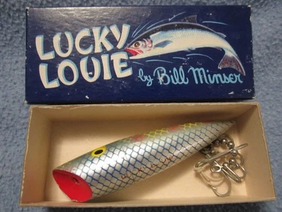 Винтажная рыболовная приманка Lucky Louie 4 3/4 дюйма Wee Louie вилка для ловли лосося с коробкой. - Изображение 1 из 4