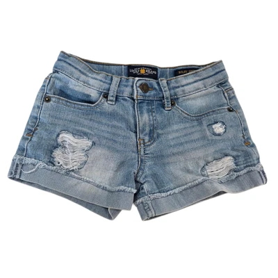 Pantalones Cortos Cortados Lucky Brand Niñas Azul 6 Denim Riley Envejecido Puños Moda Foto 1 de 4