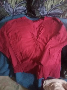 Monsoon Red Cotton Cardigan UK 20. Good Pre-worn condition - Picture 1 of 2