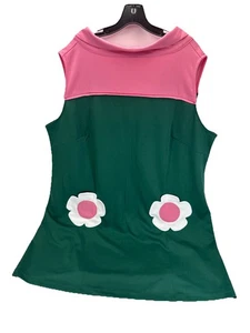 Smak‎ Parlour Retro 60s Mod Mini Sheath Dress 4XL Emerald Pink Daisy Pocket - Picture 1 of 17