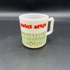 Vintage Hazel Atlas Milchglas Ei Nog Becher - Jingle Bells Song - Bild 1 von 6