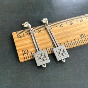 OLA GORIE Sterling Silber 925 geometrische lange Ohrhänger Ohrringe Mackintosh 4 cm - Bild 1 von 14