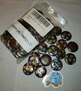 Pepperlonely button lot new 20 mm Brown metallic flowers Decorative 50pcs - Picture 1 of 6