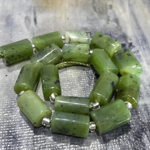 Natural Canadian Jade, Faceted Column, 9-11x6-7x6-7mm, Approx 17pce strand. - Picture 1 of 4