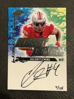 JULIAN FLEMING 2022 Sage Football *On Card* AUTO # 4/25 Next Level 4=Jersey # !! - Image 1 of 2