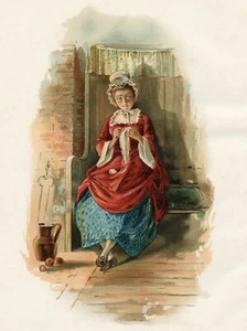 Katrina Van Tassel, pretty Dutch girl, 1892 color lithograph vintage art print - Picture 1 of 4