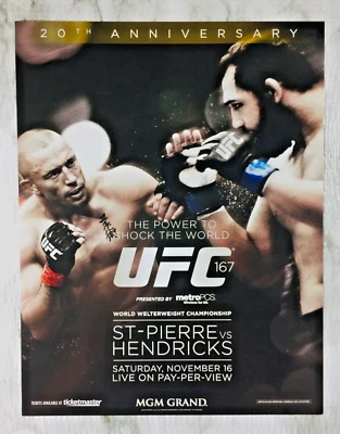 "UFC 167" MINI PÓSTER FOTO IMPRESIÓN MMA (8,5X11) ST-PIERRE vs HENDRICKS GSP (2013) Foto 1 de 2