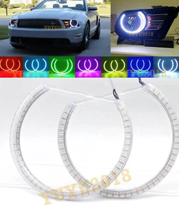 Anillos de halo LED RGB para Ford Mustang 2010-12 Faro halógeno ángel lámpara ojo DRL - Imagen 1 de 12