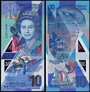 ESTADOS DEL CARIBE ORIENTAL 10 DÓLARES (P57) N. D. (2019) POLÍMERO QEII UNC - Imagen 1 de 1